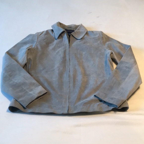 Powder blue suede zip up Charter Club collared jacket. Size M. Fully lined. - Picture 2 of 6